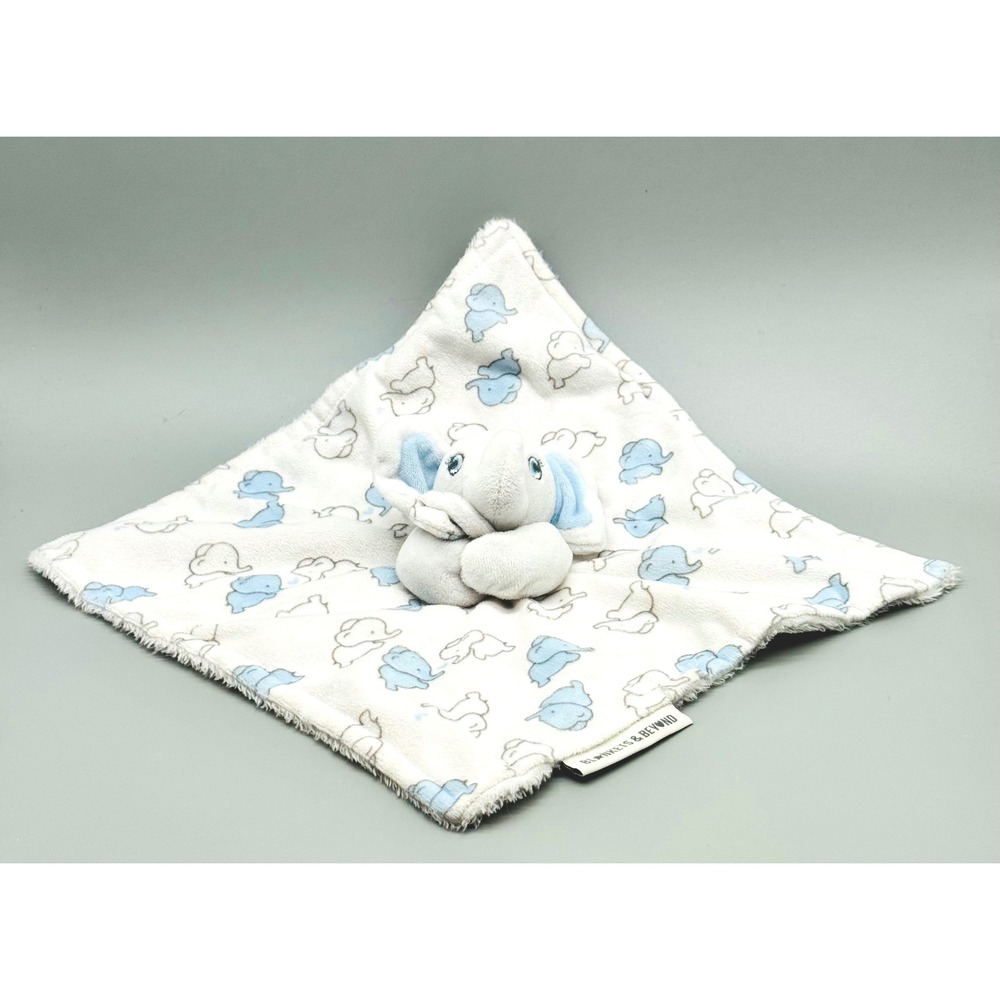 Blankets Beyond Elephant Lovey Security Blanket Blue White Plush 2018 12 inch - Picture 2 of 7